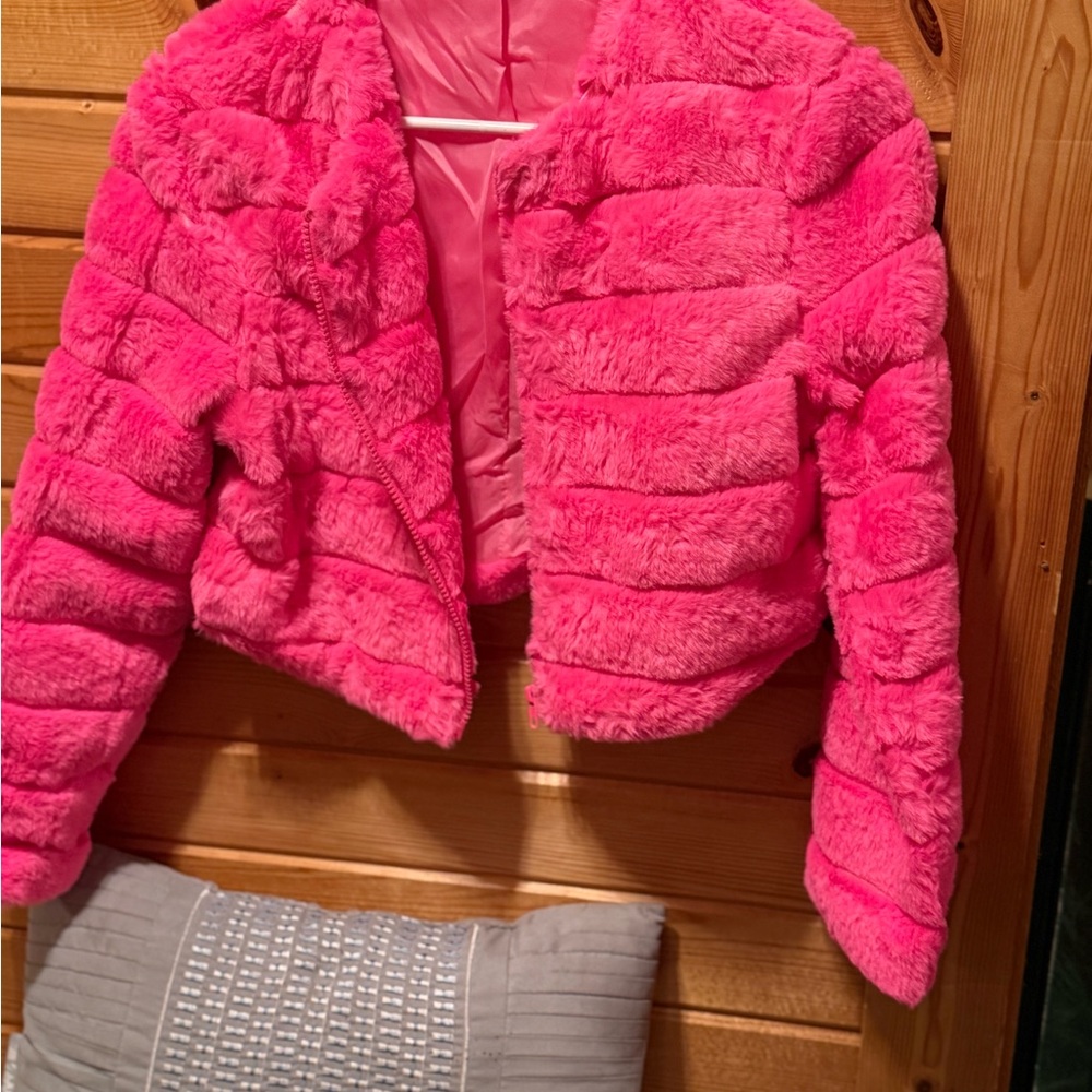 Vibrant Pink Faux Fur Jacket